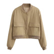 Liliane Cropped Leather Bomber Jacket