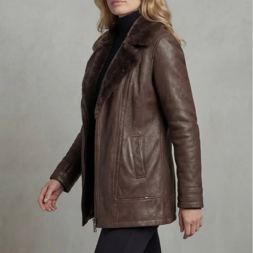 Constance Shearling-Lined Leather Jacket