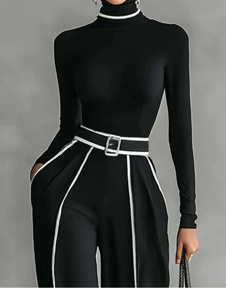 Marguerite Belted Turtleneck Two-Piece Set