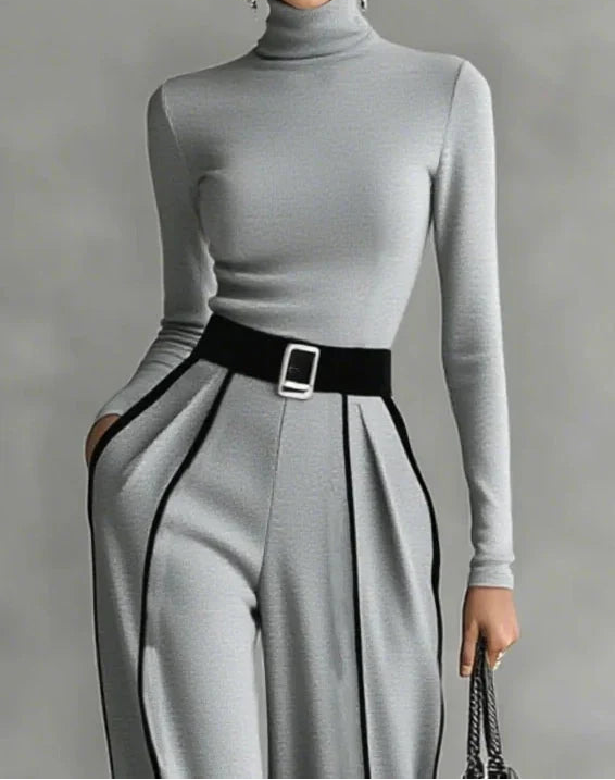 Marguerite Belted Turtleneck Two-Piece Set