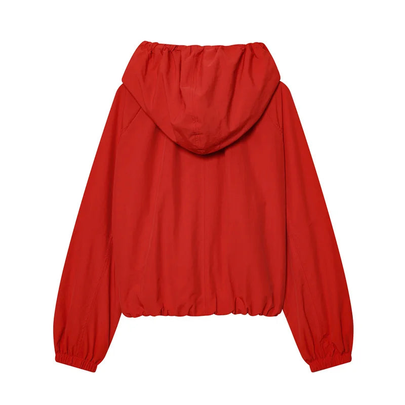 Sabine Hooded Gathered-Hem Windbreaker