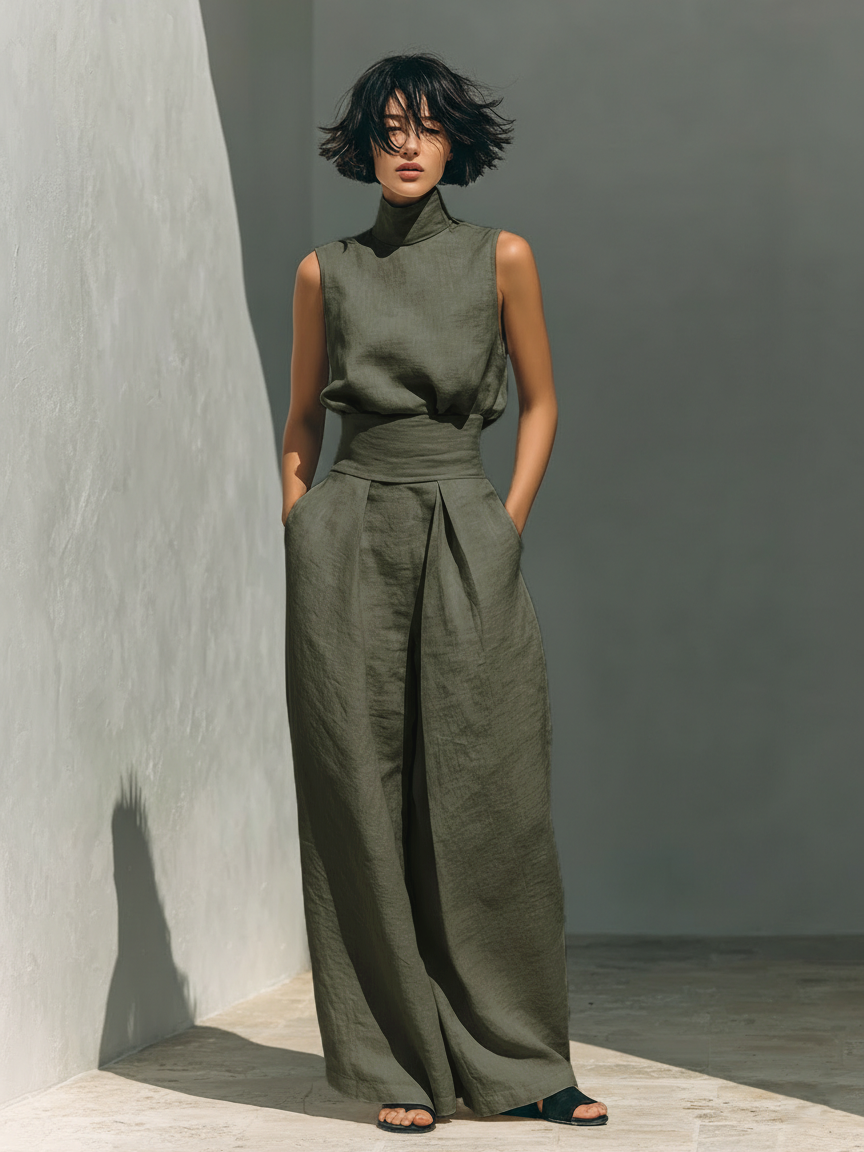 Zaira Sleeveless Tank Wide-Leg Pant Set